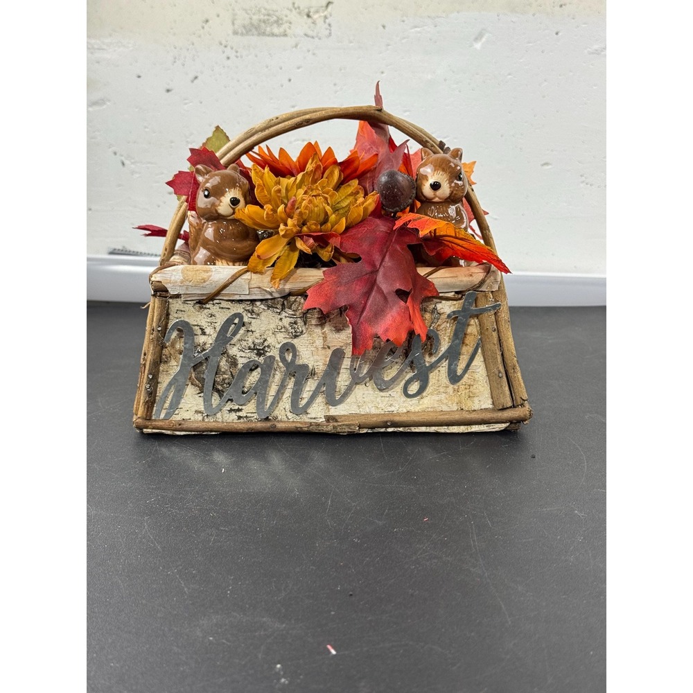 Woodland Fall Centerpiece with Fall Foliage, Flowers,‎ and Squirrels